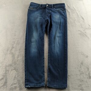Diesel Buster Jeans Mens 34x30 Blue Dark Wash Faded Tapered Stretch Denim RM035